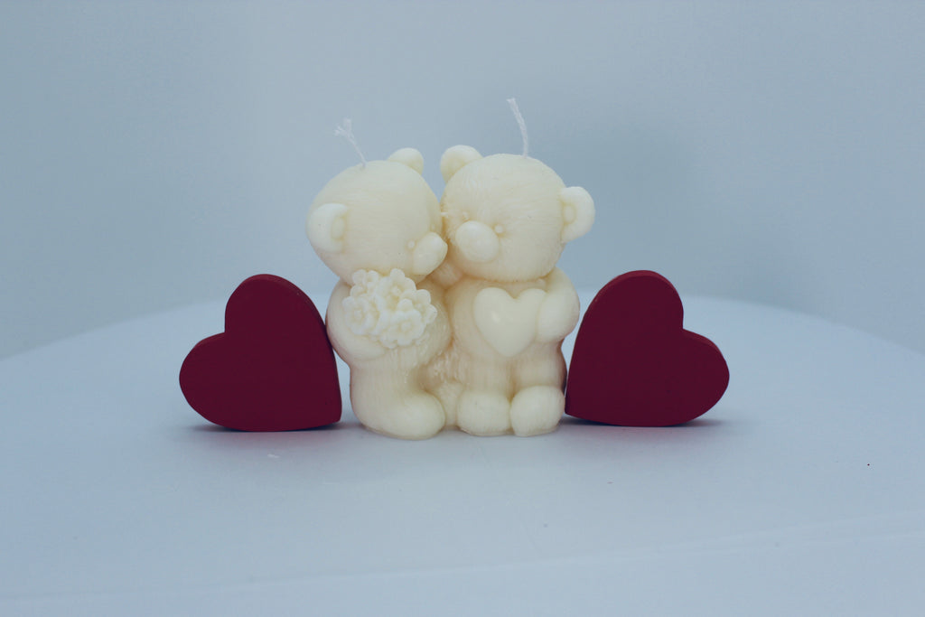 Kerze "Teddy Liebespaar"